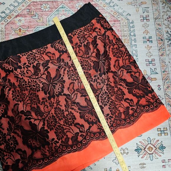 THE LIMITED Orange Black Lace Overlay Summerween Goth Halloween A-Line Skirt - Picture 6 of 6